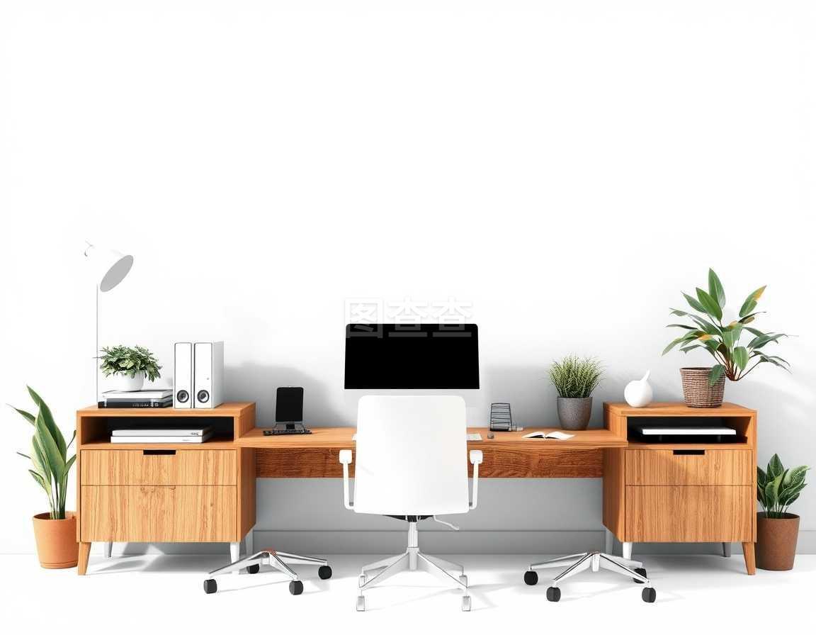 白色裁剪路徑 現代辦公設備的極簡美學與功能分隔